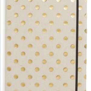 Kate Spade Notepad Folio, Linen & Gold Dot, Gold